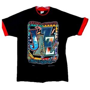 Vintage 1990 New Orleans French Quarter Jazz T Shirt Size L/XL Black Red